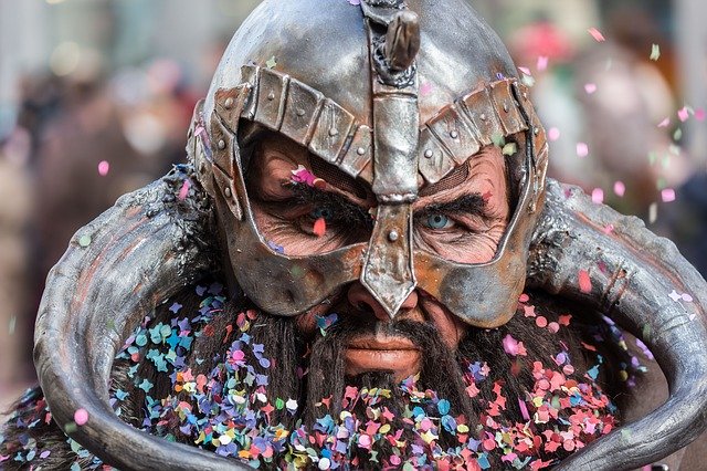 Fasnacht carnival mask with confetti